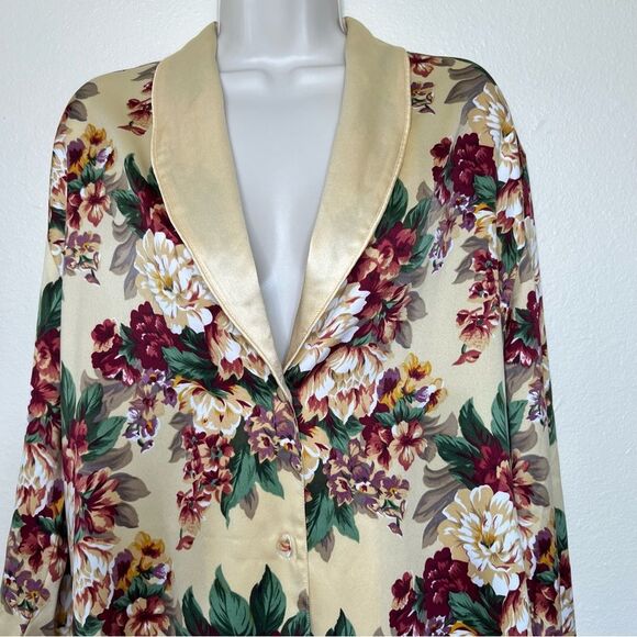 Vintage Victorias Secret Gold Label Floral Button Front Sleep Shirt Women Small - Picture 3 of 12